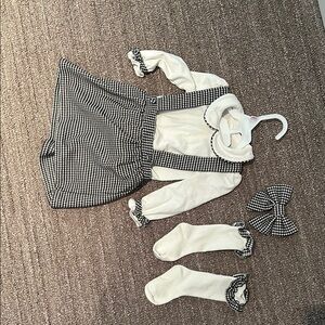 Baby Black and White Checkered Dress Set